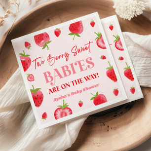 Serviette En Papier Deux Berry Sweet Baby Baby shower Twin fraise
