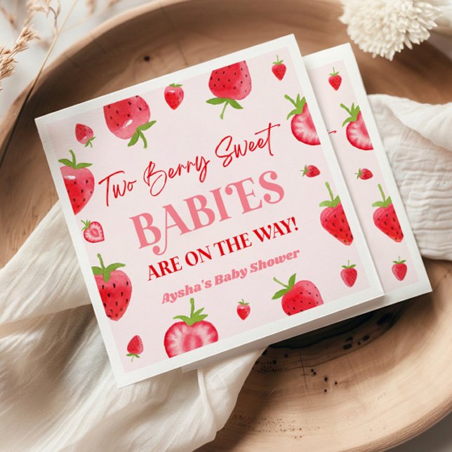 Serviette En Papier Deux Berry Sweet Baby Baby shower Twin fraise (Créateur téléchargé)