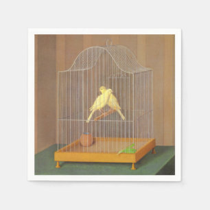 Serviette En Papier Deux Canaries en cage (par Antonio Donghi)