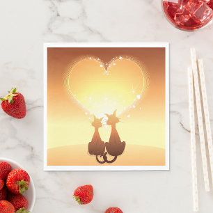 Serviette En Papier Deux Chats En Papier Amoureux