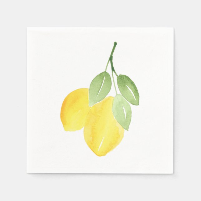 Serviette En Papier Deux citrons aquarelles (Devant)