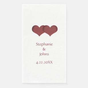 Serviette En Papier Deux Coeurs Couple Bride Groom Nom personnalisé Ma