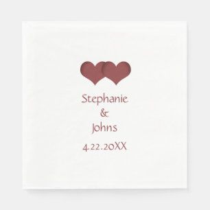 Serviette En Papier Deux Coeurs Couple Mariage Romantique Nom personna