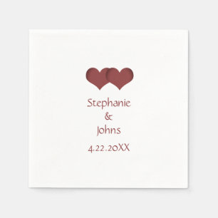 Serviette En Papier Deux Coeurs Couple Romantique Nom personnalisé Mar