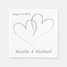 Serviette En Papier Deux coeurs entrelacés Mariage papier serviettes.