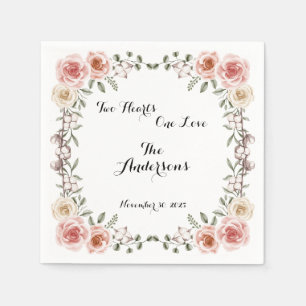Serviette En Papier Deux Coeurs Un Amour Rustique Arbor Rose Mariage