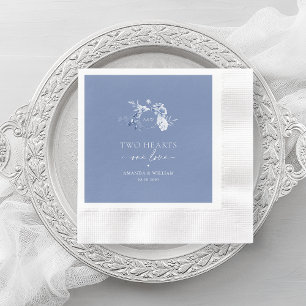 Serviette En Papier Deux Coeurs ・ Un Mariage bleu Dusty Love