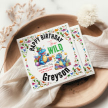 Deux Dino Wild Party Boy Dinosaur 2e anniversaire