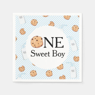 Serviette En Papier Deux doux lait et cookies bleu Pap fête d'annivers