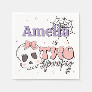 Serviette En Papier Deux Éffrayants Pink Halloween fête d'anniversaire