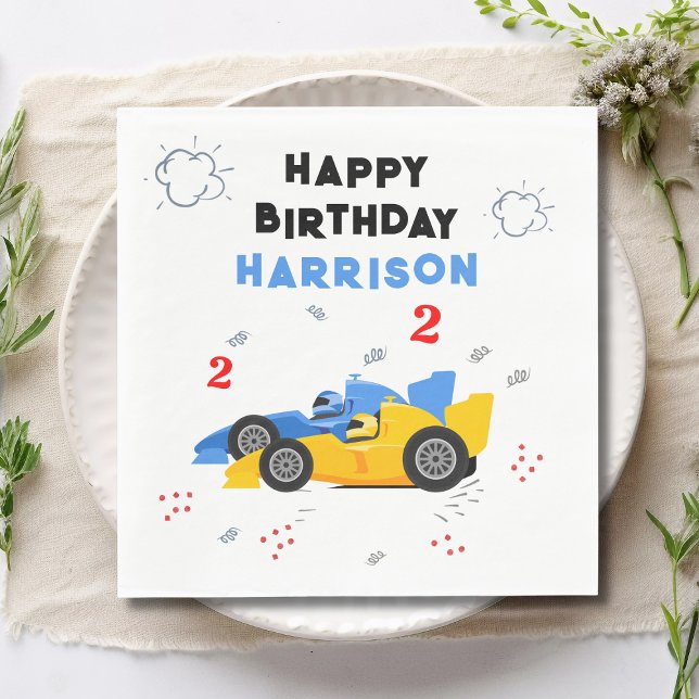 Serviette En Papier Deux Enfants de 2e anniversaire Rapide Racing Cars (Créateur téléchargé)