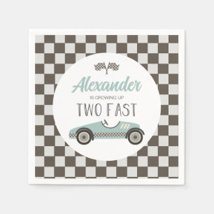 Serviette En Papier Deux Fast blue Race Car Anniversaire