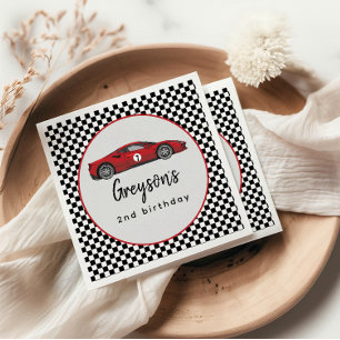 Serviette En Papier Deux Fast Race Car Boy 2e fête d'anniversaire