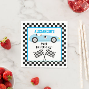 Serviette En Papier Deux Fast Racecar Blue Racecar Boy Anniversaire