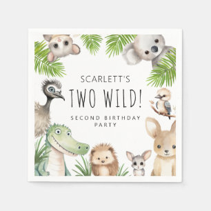 Serviette En Papier Deux Fous ! Fête d'anniversaire d'animaux australi