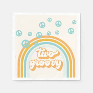 Serviette En Papier DEUX Garçon Rétro Groovy 2ème Anniversaire