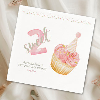 Serviette En Papier Deux gâteaux mignons pour un 2ème anniversaire