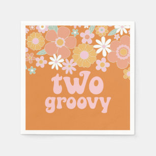 Serviette En Papier Deux Groovy Floral Rétro 2ème anniversaire