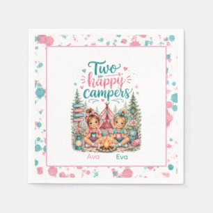 Serviette En Papier Deux joyeux campeurs Fête d'anniversaire de jumell
