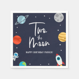 Serviette En Papier Deux La Lune Espace Thème Anniversaire