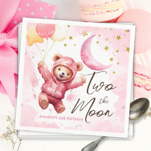 Serviette En Papier DEUX la lune   Rose Girl 2e anniversaire