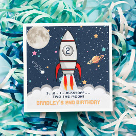 Serviette En Papier Deux lune Rocket Ship 2e anniversaire