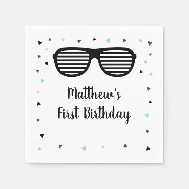 Serviette En Papier Deux Lunettes de soleil Cool garçon Anniversaire (Devant)