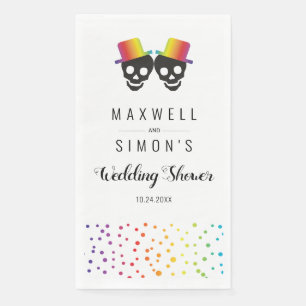 Serviette En Papier Deux mariés crânes et confettis shower gay mariage