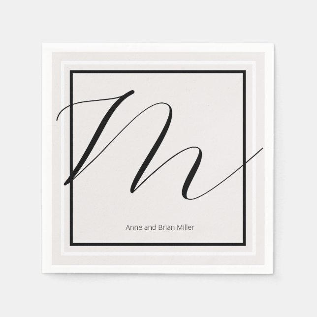 Serviette En Papier Deux noms élégamment monogrammes (Devant)
