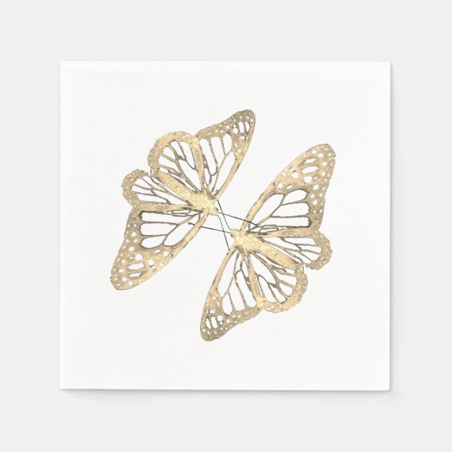 Serviette En Papier Deux papillons d'or (Devant)