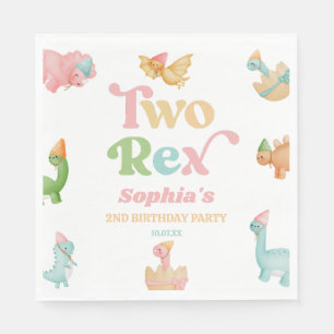 Serviette En Papier Deux Rex Dinosaur 2ème fête d'anniversaire
