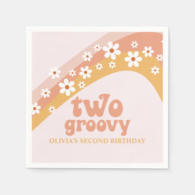 Serviette En Papier Deux serviettes Arc-en-Ciel Retro Super Boho (Devant)