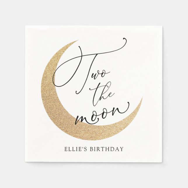 Serviette En Papier Deux serviettes d'anniversaire de la Lune (Devant)