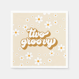 Serviette En Papier Deux serviettes Groovy Retro Daisy pour 2ème anniv