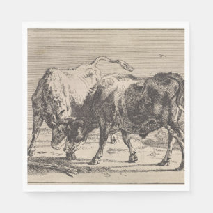 Serviette En Papier Deux taureaux de combat (par Paulus Potter)