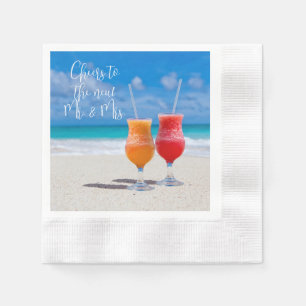 Serviette En Papier Deux verres Sunny Beach Cheers Texte personnalisé