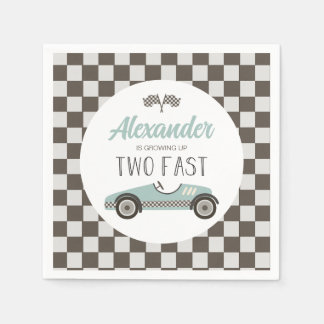 Serviette En Papier Deux voitures de course bleues rapides Anniversair