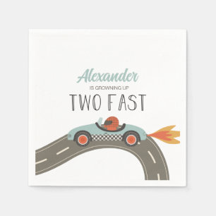 Serviette En Papier Deux voitures de course BLUE rapide Anniversaire