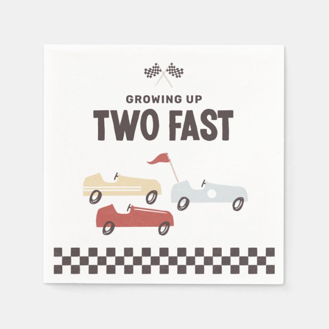 Serviette En Papier Deux voitures de course rapide fête d'anniversaire (Devant)