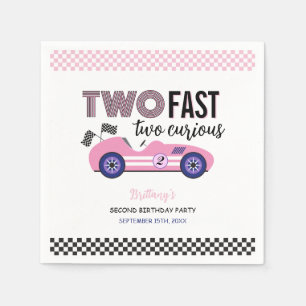 Serviette En Papier Deux voitures de course rose rapide deuxième anniv