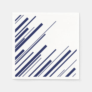 Serviette En Papier Diagonales en bleu et blanc