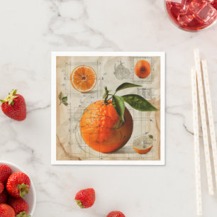 Serviette En Papier Diagramme Orange Vintage