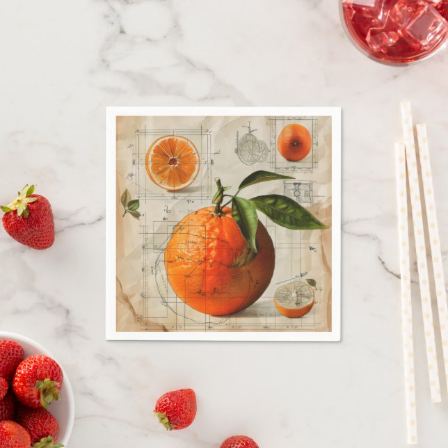 Serviette En Papier Diagramme Orange Vintage (En situation)
