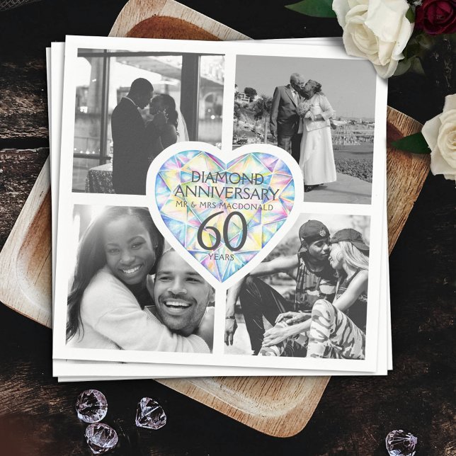 Serviette En Papier Diamant 60ème anniversaire de mariage coeur quatre (Créateur téléchargé)
