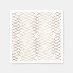 Serviette En Papier Diamant Géométrique Blanc Mariage d'or Table