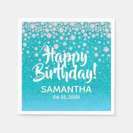 Serviette En Papier Diamants de parties scintillant bleu turquoise ver