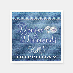Serviette En Papier Diamants et partie de denim, serviettes faites sur