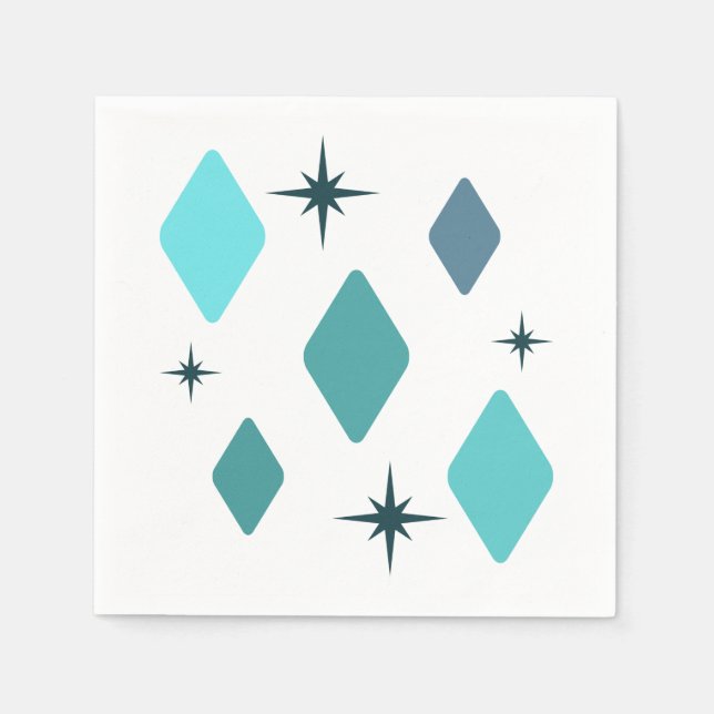 Serviette En Papier Diamants moyens minimaux Turquoise (Devant)
