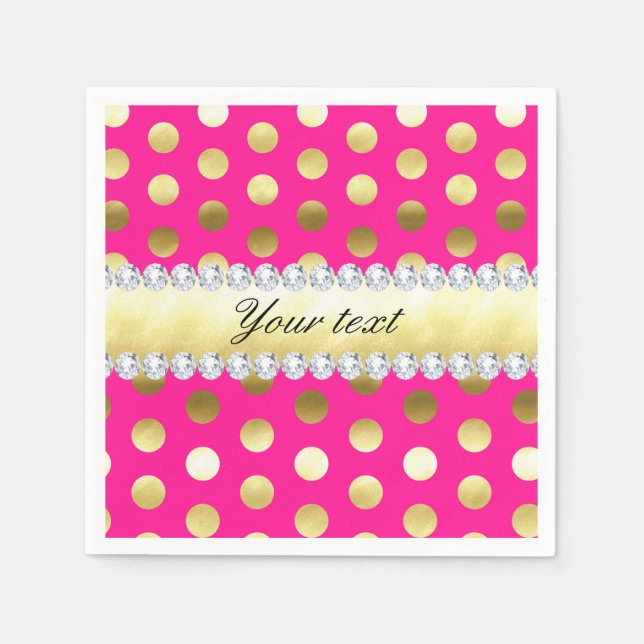 Serviette En Papier Diamants Pois à huile rose chaud (Devant)