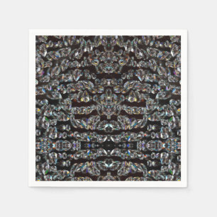 Serviette En Papier Diamond bijou motif élégant argent noir fête